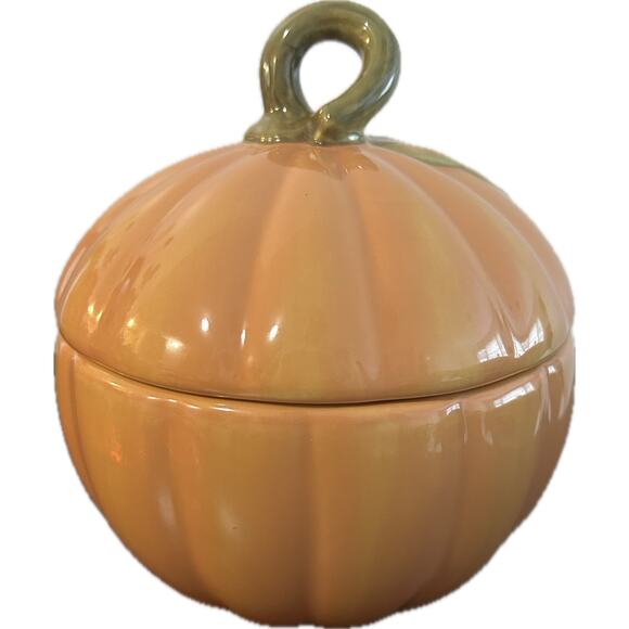 Plymouth Pfaltzgraff Pumpkin Candy Dish with Lid - Picture 3 of 6